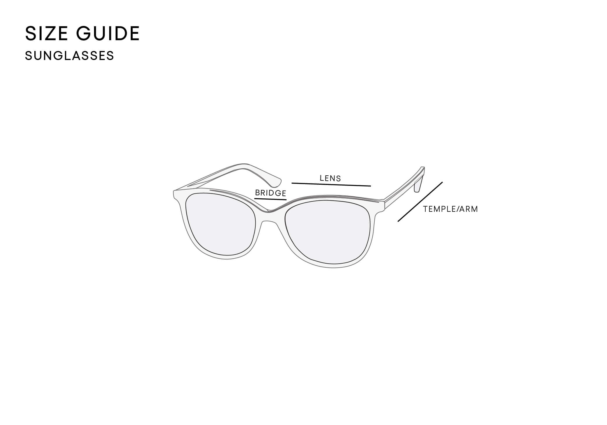 Sunglasses size chart