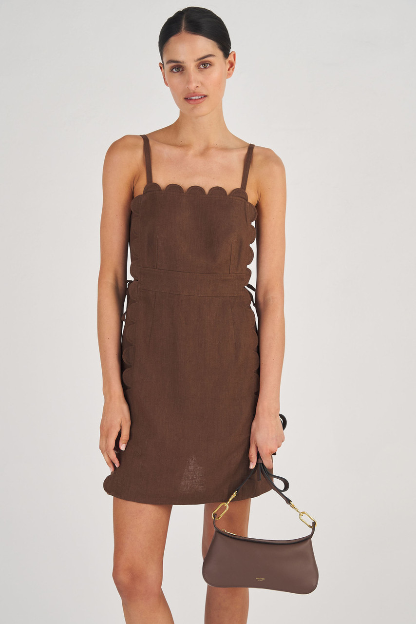 Time After Time Scalloped Dress brown S