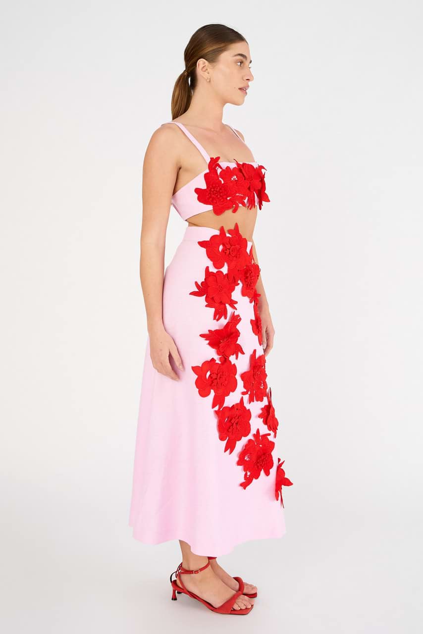 Lace Flower Sheer Dress - Soft Cream