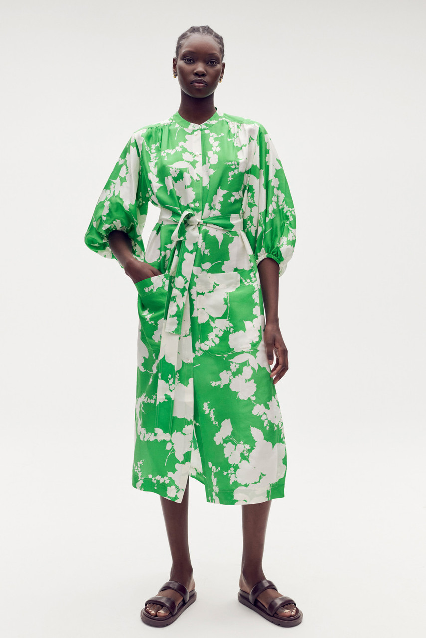 Silhouette Print Column Dress - Jewel Green | Oroton