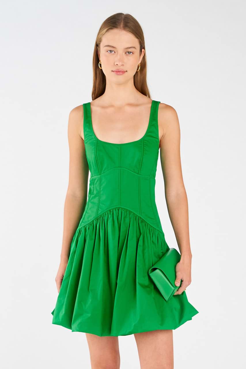 Short Tie Back Dress - Jewel Green | Oroton