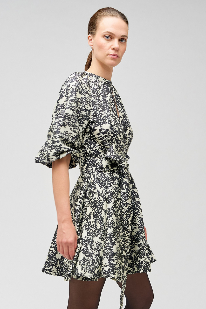 Juniper Print Short Dress - Black | Oroton