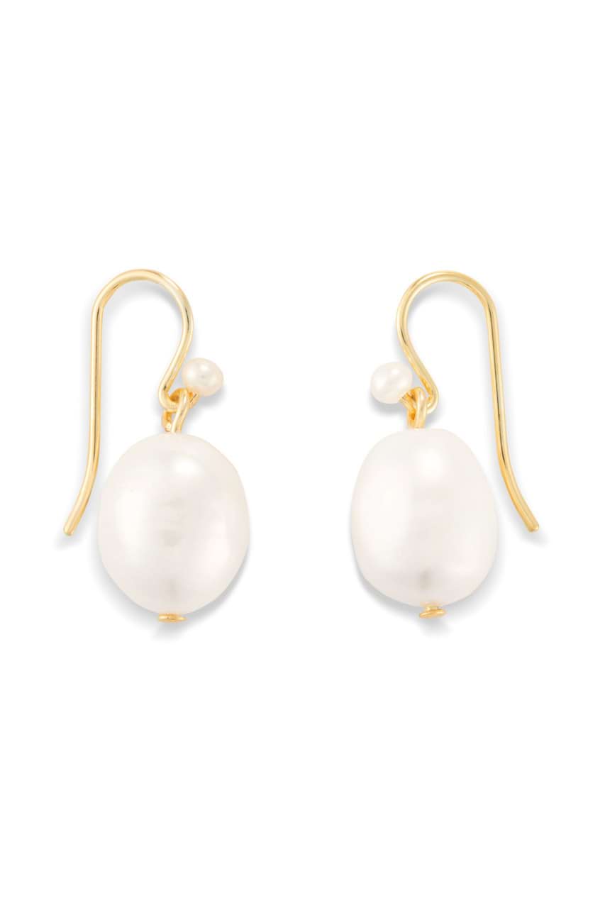 Kimberley Pearl Drop Hook Earrings - Gold/Pearl