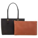 Front product shot of the Oroton Anika 15" Tote & Cover in Black and Pebble leather for Women