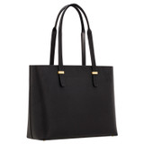 Back product shot of the Oroton Anika 15" Tote & Cover in Black and Pebble leather for Women