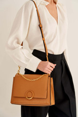 Oroton Elina Satchel in Tan and Pebble Leather for Women