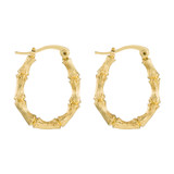 Front product shot of the Oroton Bamboo Small Oval Hoops in Gold and Brass Base With 18CT Gold Plating for Women