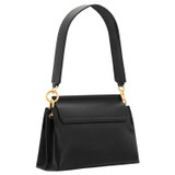 Back product shot of the Oroton Elm Small Day Bag in Black and Pebble leather with smooth leather trims for Women