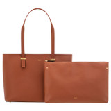 Front product shot of the Oroton Anika 15" Tote & Cover in Cognac and Pebble leather for Women