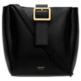 Front product shot of the Oroton Ingrid Bucket in Black and Pebble Leather for Women
