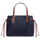 Front product shot of the Oroton Harriet Mini Tote in Indigo and Saffiano Leather With Smooth Leather Trim for Women