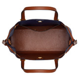 Internal product shot of the Oroton Harriet Mini Tote in Indigo and Saffiano Leather With Smooth Leather Trim for Women