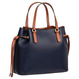Oroton Harriet Mini Tote in Indigo and Saffiano Leather With Smooth Leather Trim for Women