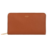 Oroton Inez Zip Book Wallet in Cognac and Shiny Soft Saffiano for Women