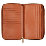Internal product shot of the Oroton Inez Zip Book Wallet in Cognac and Shiny Soft Saffiano for Women
