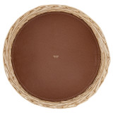 Front product shot of the Oroton Adeline Wicker Tray in Natural/Whiskey and Woven Wicker with Pebble Leather for Women