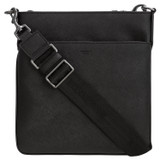Front product shot of the Oroton Hugo Messenger Bag in Black and Saffiano Leather for Men