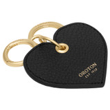 Front product shot of the Oroton Elina Heart Keyring in Black and Pebble Leather for Women