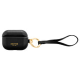 Front product shot of the Oroton Imogen Airpod Pro Wristlet in Black and Smooth Leather for Women