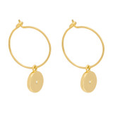 Front product shot of the Oroton Astrid Circle Charm Hoops in Gold and  for Women