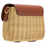 Back product shot of the Oroton Carter Collectable Small Day Bag in Natural/Brandy and Smooth Leather and Wicker for Women