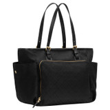 Oroton Elsie Baby Bag & Mat in Black and Elsie Signature Jacquard Fabric/Vachetta Leather for Women