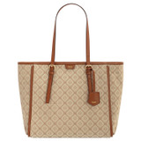 Oroton Elsie Medium Tote in Cognac/Biscuit and Jacquard Fabric/Smooth Leather for Women