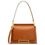 Front product shot of the Oroton Elm Medium Day Bag in Brandy and Pebble Leather With Smooth Leather Trim for Women