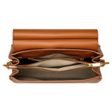 Internal product shot of the Oroton Elm Medium Day Bag in Brandy and Pebble leather with smooth leather trims for Women