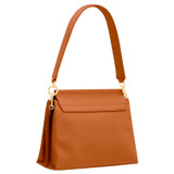 Back product shot of the Oroton Elm Medium Day Bag in Brandy and Pebble Leather With Smooth Leather Trim for Women