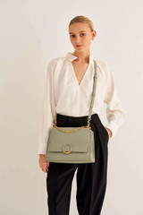 Oroton Elina Satchel in Shale Grey and Pebble Leather for Women