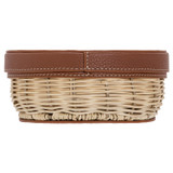 Oroton Adeline Wicker Pot in Natural/Whiskey and Woven Wicker with Pebble Leather for 