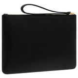 Back product shot of the Oroton Eve Medium Pouch in Black and Pebble leather for Women
