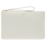 Front product shot of the Oroton Eve Medium Pouch in Cream and Pebble leather for Women
