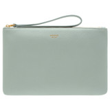Front product shot of the Oroton Eve Medium Pouch in Duck Egg and Pebble leather for Women