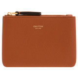 Front product shot of the Oroton Eve Small Pouch in Cognac and Pebble leather for Women