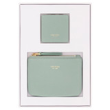 Oroton Eve Coin Pouch & Mirror Set in Duck Egg and Pebble leather for Women