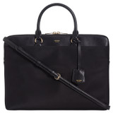 Front product shot of the Oroton Inez Nylon 13" Slim Laptop Bag in Black and Nylon/ Shiny Soft Saffiano for Women