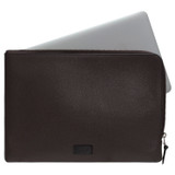 Front product shot of the Oroton Lucas 13" Laptop Cover in Chocolate/Black and Pebble Leather for Men
