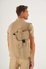 Oroton Grayson Backpack in Safari and Rubberised Nylon for Men