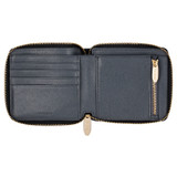 Internal product shot of the Oroton Inez Small Zip Wallet in Black and Shiny Soft Saffiano for Women