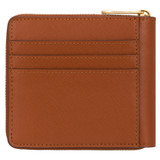 Back product shot of the Oroton Inez Small Zip Wallet in Cognac and Shiny Soft Saffiano for Women