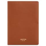 Front product shot of the Oroton Inez Passport Cover in Cognac and Split saffiano leather for Women