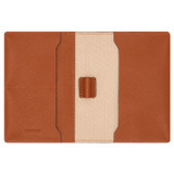 Internal product shot of the Oroton Inez Passport Cover in Cognac and Split saffiano leather for Women