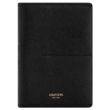 Front product shot of the Oroton Inez Passport Cover in Black and Split Saffiano Leather for Women
