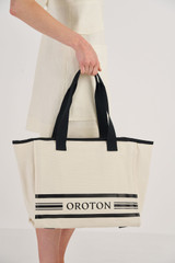 Oroton Lara Large Tote in Natural and Recycled Canvas for Women