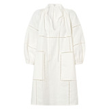 Front product shot of the Oroton Ladder Stitch Smock Dress in White and 100% Linen for Women