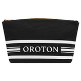 Oroton Lara Large Toiletry Bag in Black and Recycled Canvas for Women