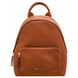 Front product shot of the Oroton Lilly Small Backpack in Cognac and Pebble leather/Nylon for Women