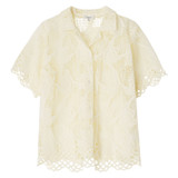 Front product shot of the Oroton Lace Camp Shirt in Lemon Ice and 100% Polyester for Women